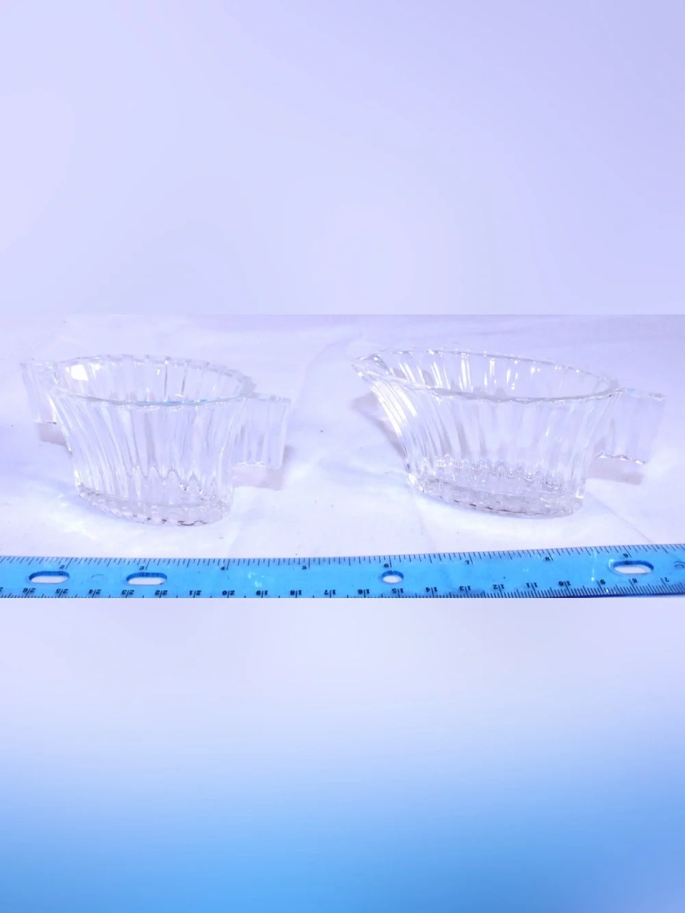 Vintage Heisey Ridgeleigh Clear Glass Mini Sugar & Creamer Set Art Deco Ribbed